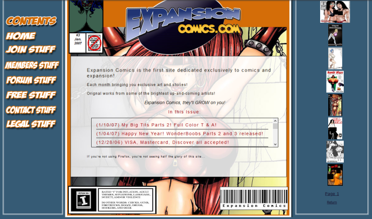 Screenshot from Waybackmachine on January 12 2007